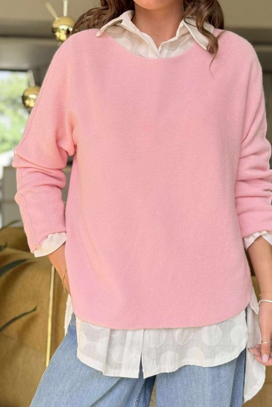 Made in Italy Conrad Body Skim Knit Jumper Sugar
